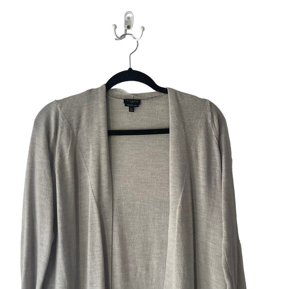 Talbots Size Small Grey Pure Merino Wool Open Front Caridgan Sweater - Picture 2 of 9